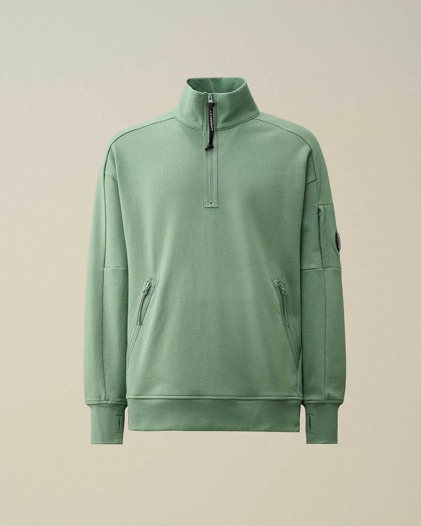 Store Diagonal Raised Fleece Zipped Sweatshirt Men Sweatshirts